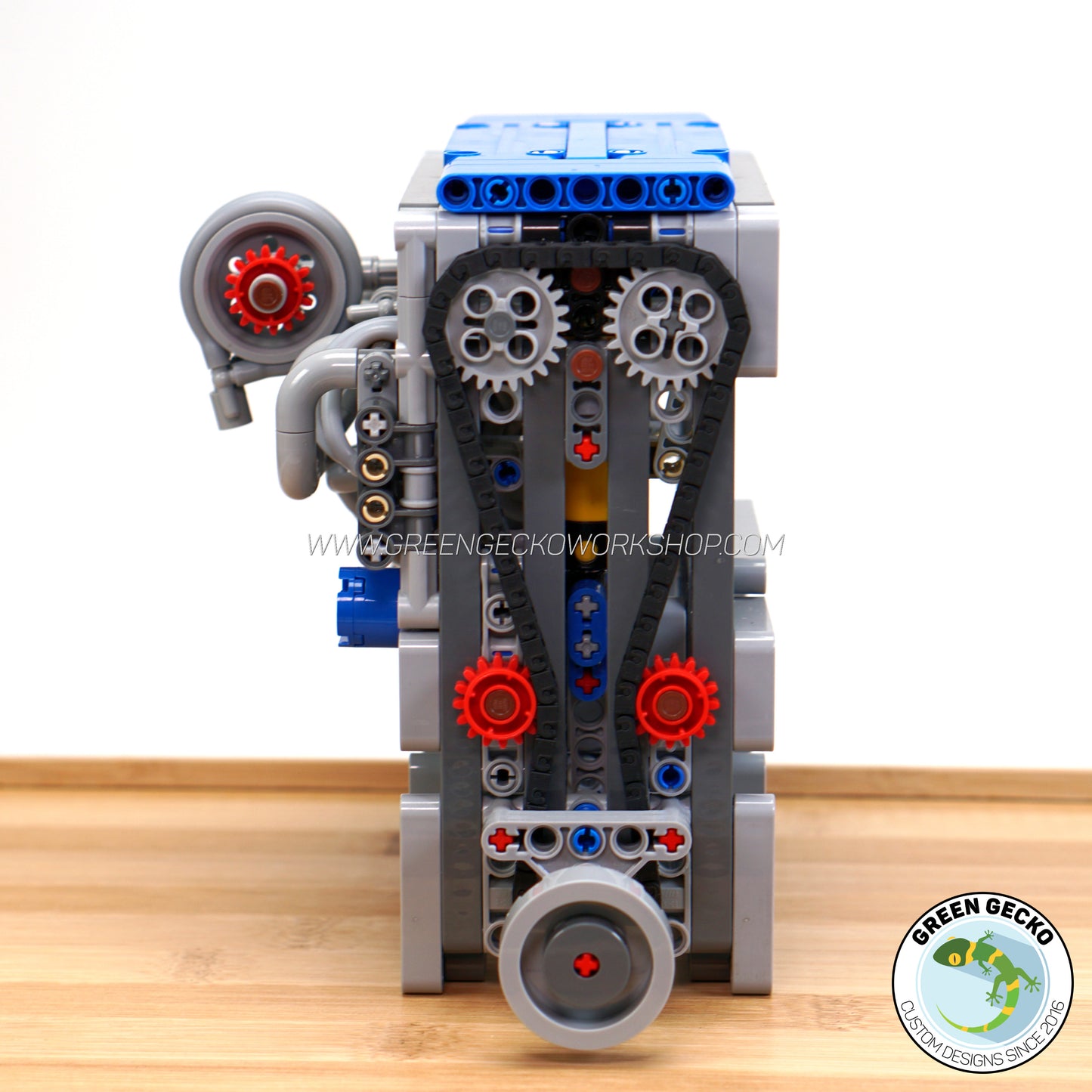 Complete Kit - Inline 4 Cylinder Turbo Lego Pneumatic Engine - Switchless 2000RPM + FREE 5 Speed Gearbox!