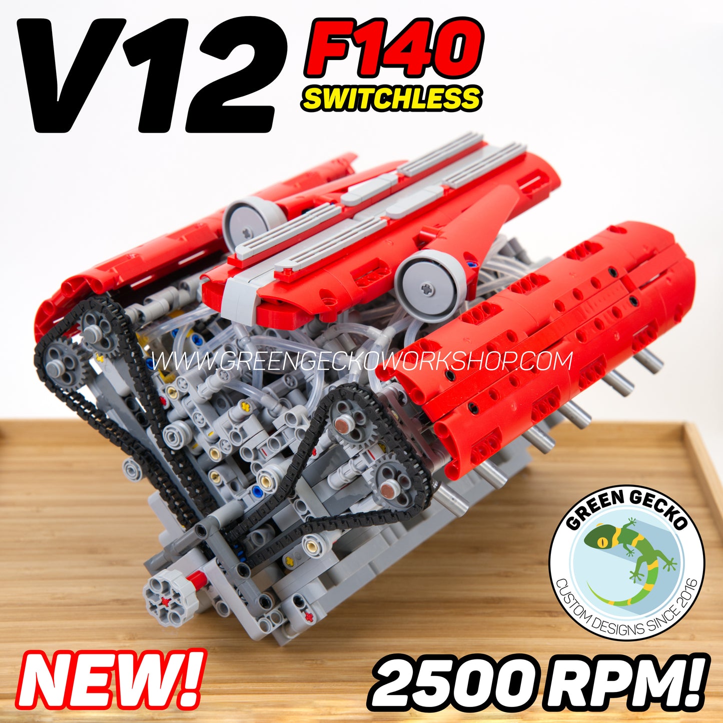 Complete Kit - V12 Lego Pneumatic Engine - F140 Edition - Switchless 2500 RPM 🔥 20% OFF! 🔥