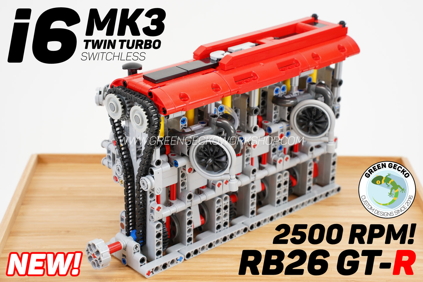 Complete Kit - MK3 Inline 6 Cylinder Twin Turbo Lego Pneumatic Engine - RB26 GT-R Edition - 2500 RPM 🔥 20% OFF! 🔥