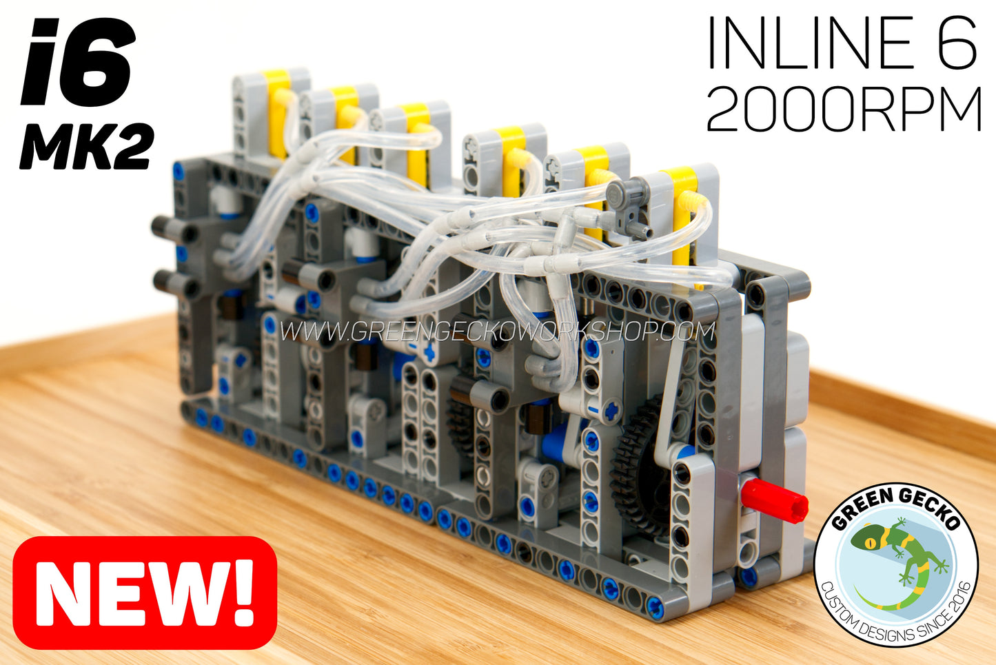 Complete Kit - MK2 6 Cylinder Lego Pneumatic Engine - Inline 6 - 2000RPM + FREE 5 Speed Gearbox!