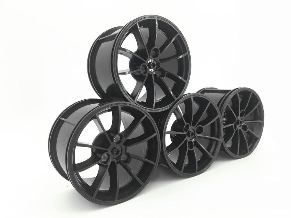 Large Chrome Technic Racing Wheel and Tire Set - 81.6mm