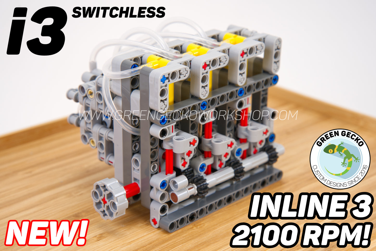 Complete Kit - Inline 3 Cylinder Lego Pneumatic Engine - Switchless 2100 RPM 🔥 20% OFF! 🔥