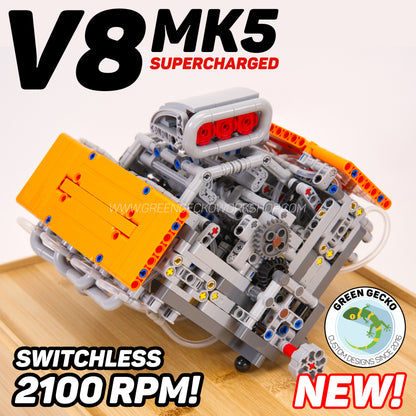 Complete Kit - MK5 V8 Supercharged Lego Pneumatic Engine - Switchless 2100 RPM 🔥 20% OFF! 🔥
