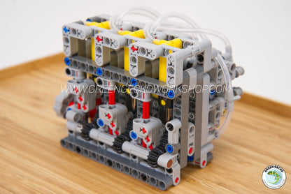 Complete Kit - Inline 3 Cylinder Lego Pneumatic Engine - Switchless 2100 RPM 🔥 20% OFF! 🔥