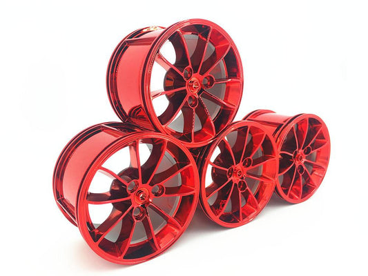 Large Chrome Technic Racing Wheel and Tire Set - 81.6mm