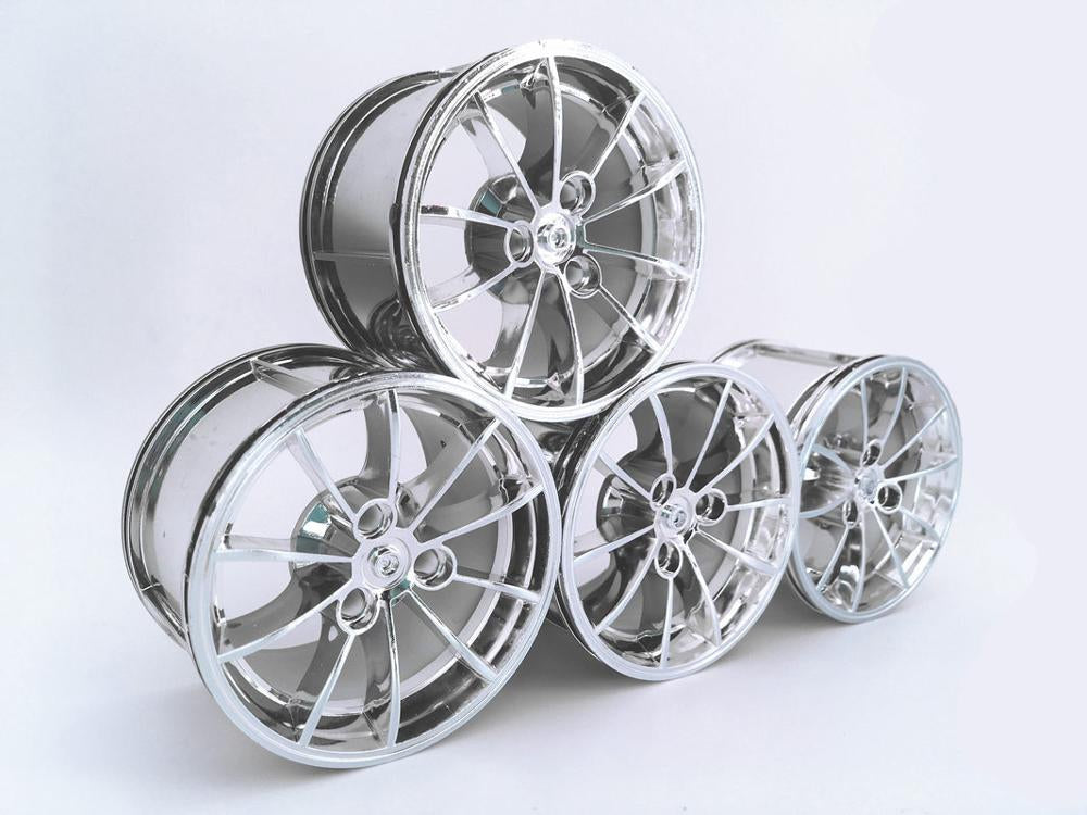 Large Chrome Technic Racing Wheel and Tire Set - 81.6mm